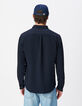 Herren slim navy seersucker DRY FAST Hemd-4