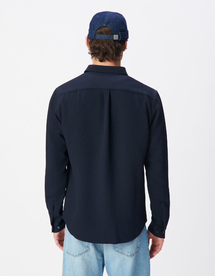 Herren slim navy seersucker DRY FAST Hemd-4