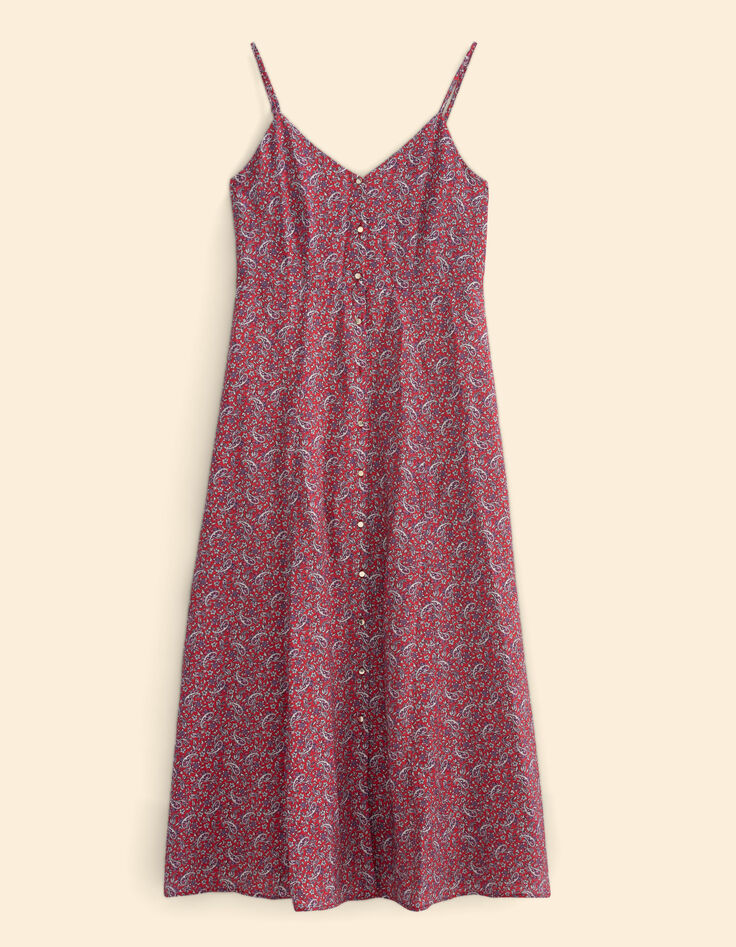Robe fines bretelles rouge imprimé cachemire I.Code-7