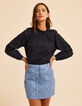 Blusa azul marino bordados mangas I.Code-3