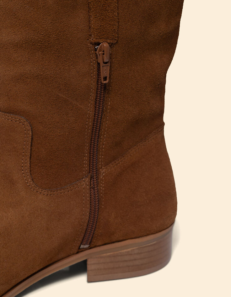 I.Code camel suede cowboy boots-4