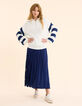 White trucker sweater knit striped sleeves I.Code-3
