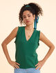I.Code green lurex knit sleeveless sweater with ruffles-4