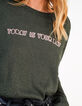 Pull vert empire tricot pailleté à message floqué I.Code-4
