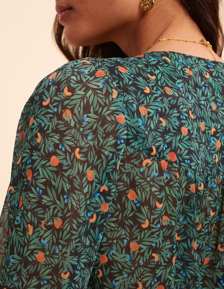 Blouse verte imprimé fruits d'été I.Code-5