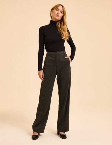 Pantalon de tailleur gris maille faux-uni I.Code