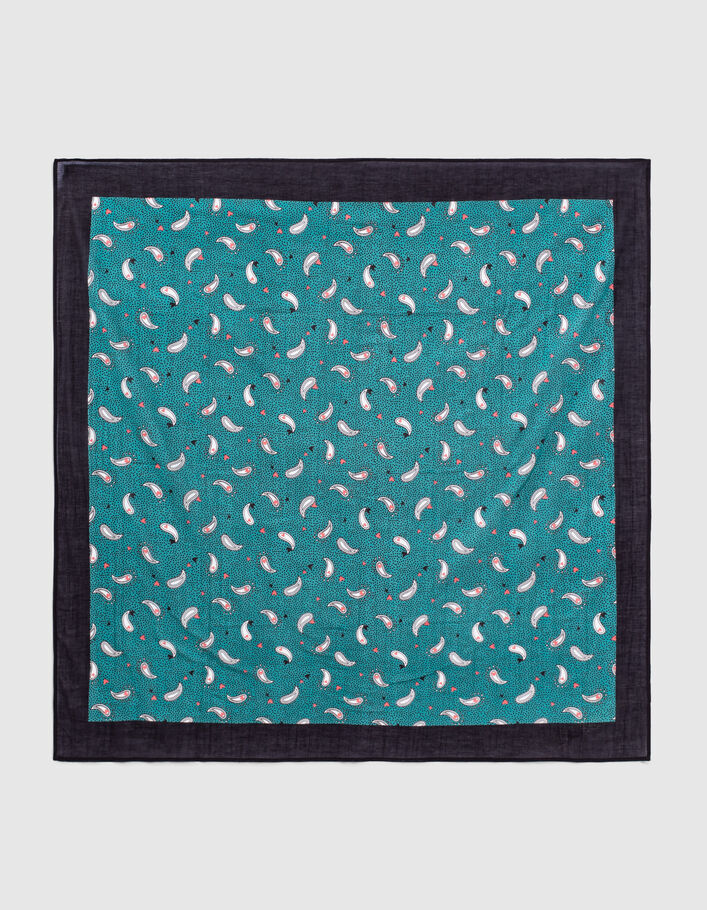 I.Code sea green Paisley heart square scarf - I.CODE