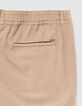 Pantalones de traje beige oscuro seersucker para Hombre-7