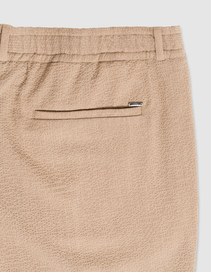 Pantalones de traje beige oscuro seersucker para Hombre-7