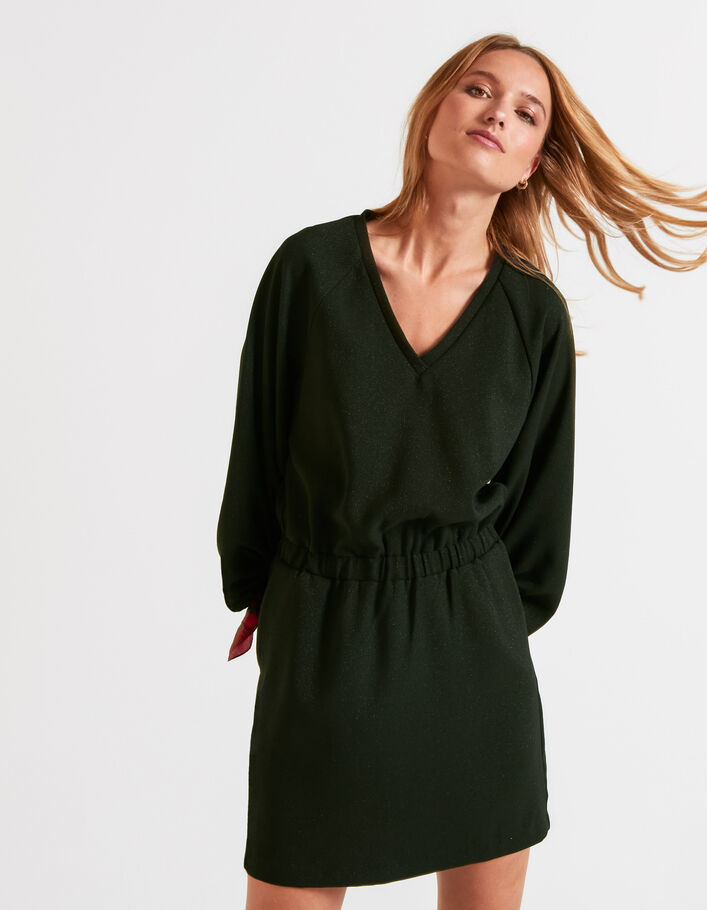 I.Code empire green dress with puff sleeves - I.CODE