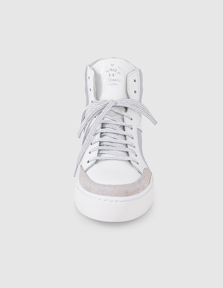 I.Code silver and white high-top trainers-4