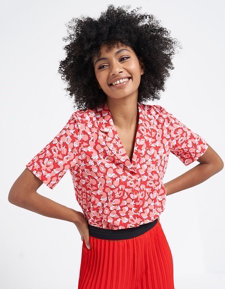 Camisa manga corta amapola diseño pop I.Code-1 Camisa manga corta amapola diseño pop I.Code-1