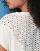 Tee-shirt écru brodé avec dentelle dos I.Code-7