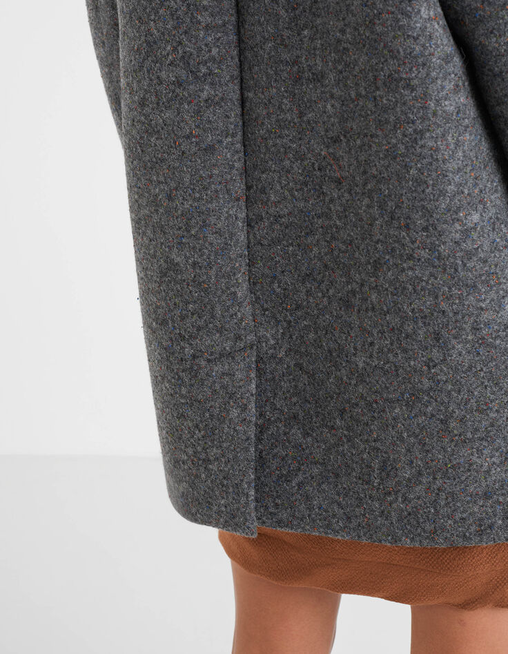 Manteau gris chiné lainage col fermé I.Code-6