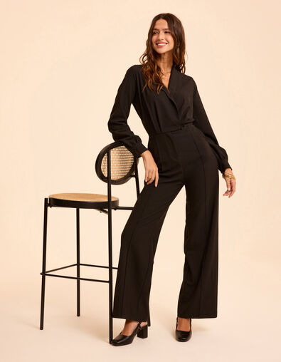 Schwarzer weiter Hosenoverall Wickellook I.Code