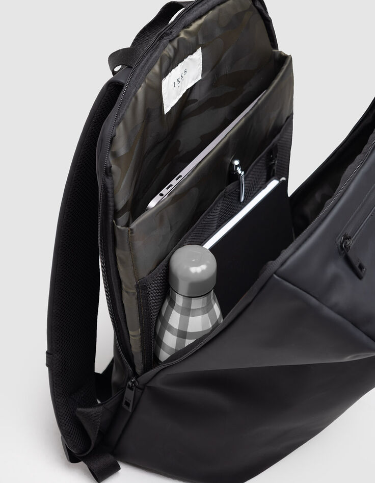 Schwarzer Nylon-Rucksack mit Wax-Effekt f&uuml;r Herren-4