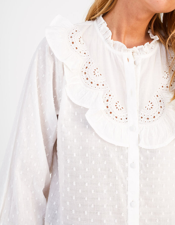 Gebroken witte blouse met geborduurd frontje I.Code - I.CODE