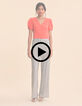 Top rouge cropped boutonné I.Code-2