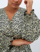 Cremeweißes Kleid I.Code mit Blatt-Print im Folk-Look-5