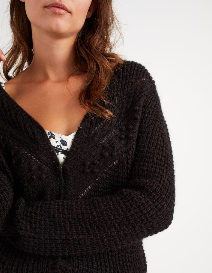 I.Code black decorative knit cardigan - I.CODE