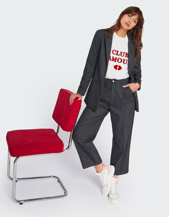 I.Code charcoal cropped suit trousers