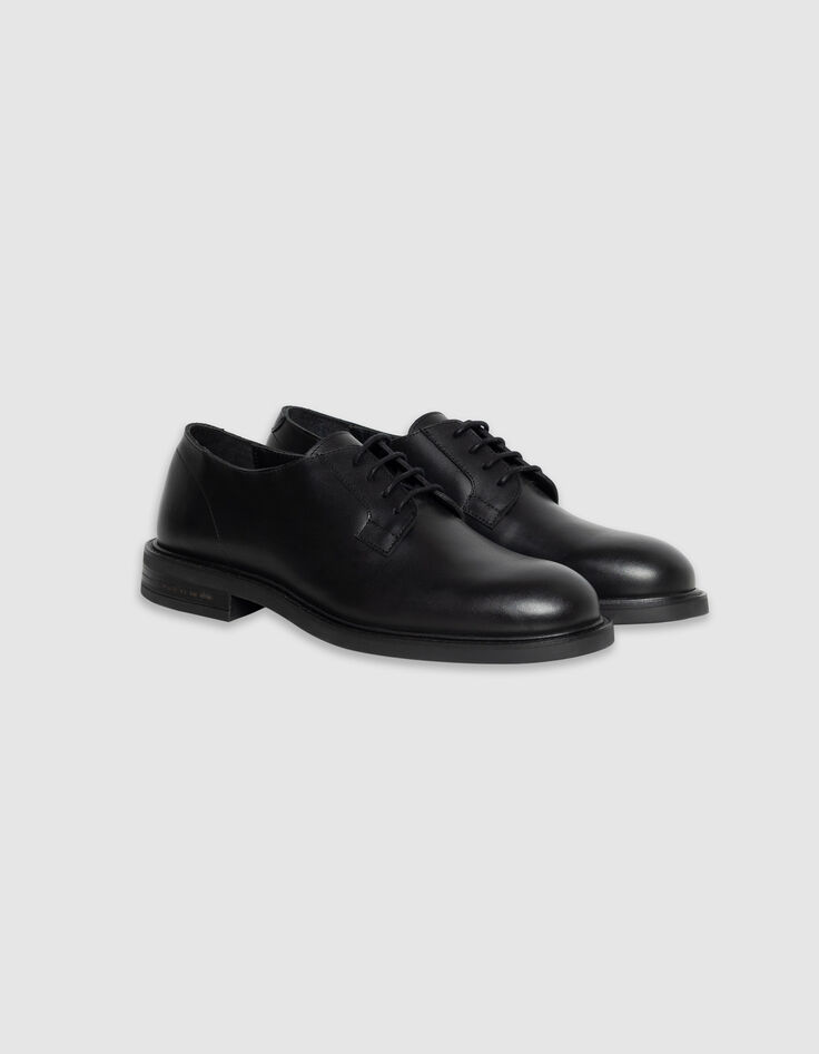 Schwarzes Leder Derbies Herren-5