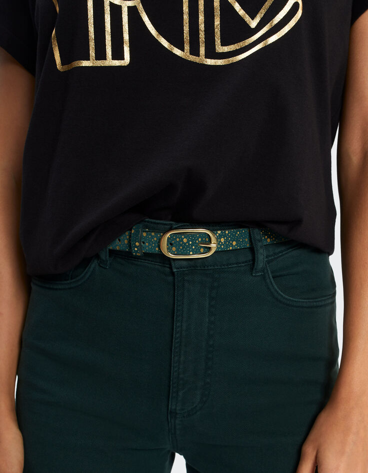 Empire Green Gürtel Veloursleder mit Gold-Muster I.Code-6