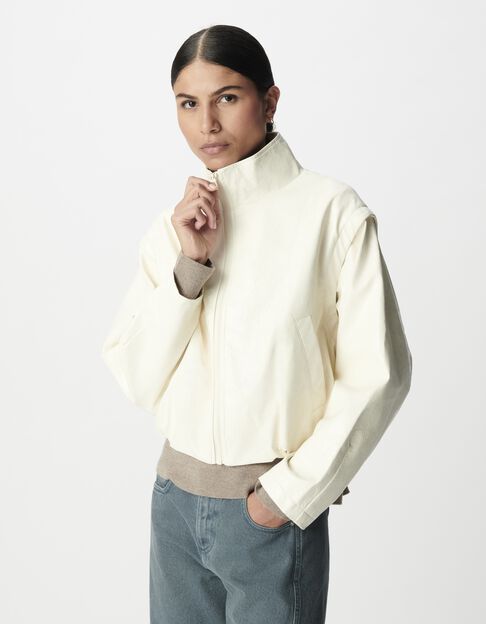 Wei&szlig;e Rockjacke f&uuml;r Damen mit abnehmbaren &Auml;rmeln - IKKS