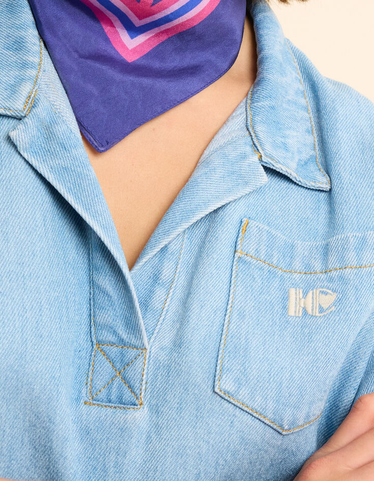Top en jean bleu esprit vareuse I.Code-6