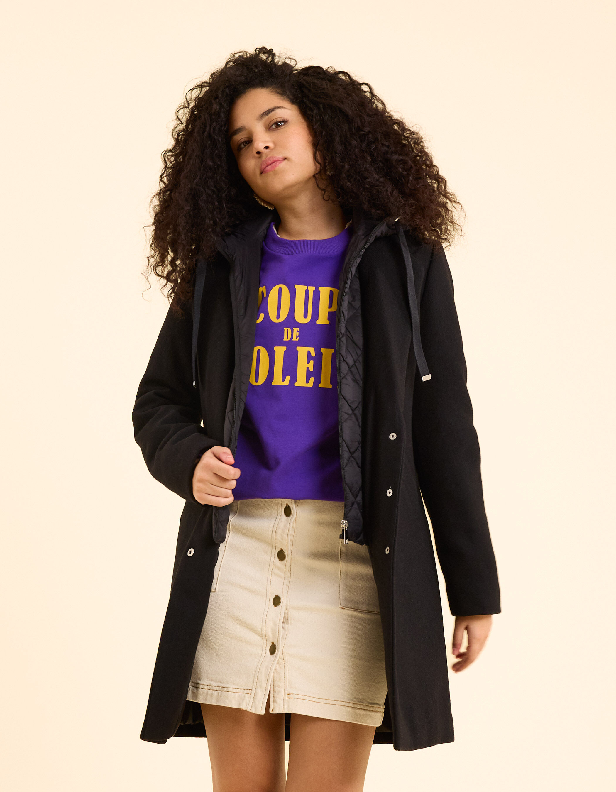 Manteau noir avec best sale capuche