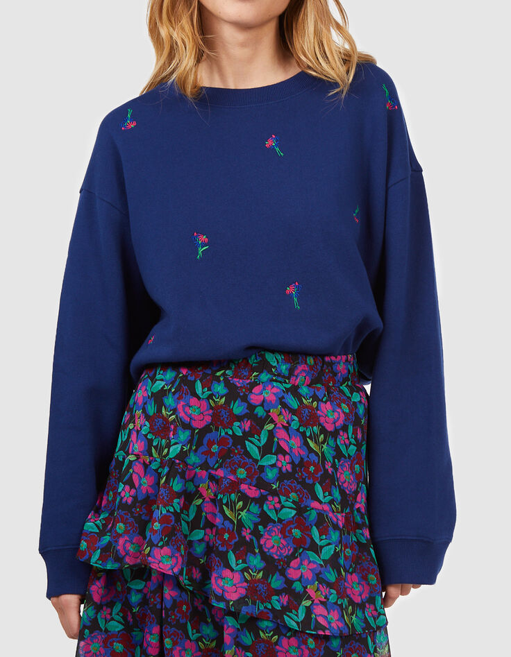 Marine sweater borduursel bloemen I.Code -1
