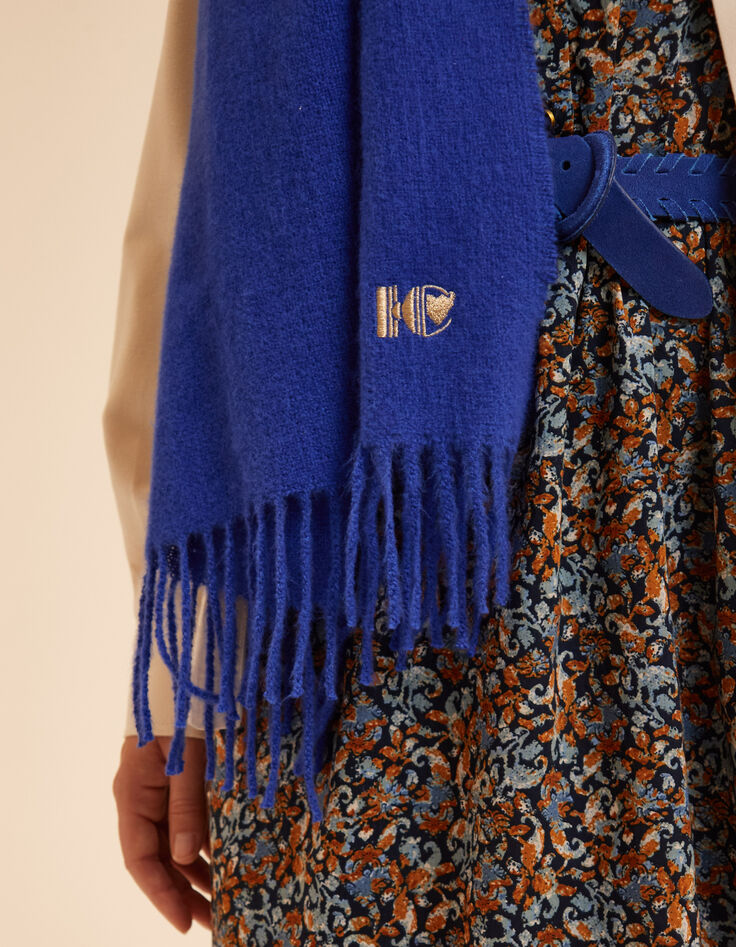 I.Code blue scarf with embroidered IC monogram-4