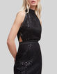 Schwarzes Damen-Midikleid mit Spitze amerikanische &Auml;rmel-3