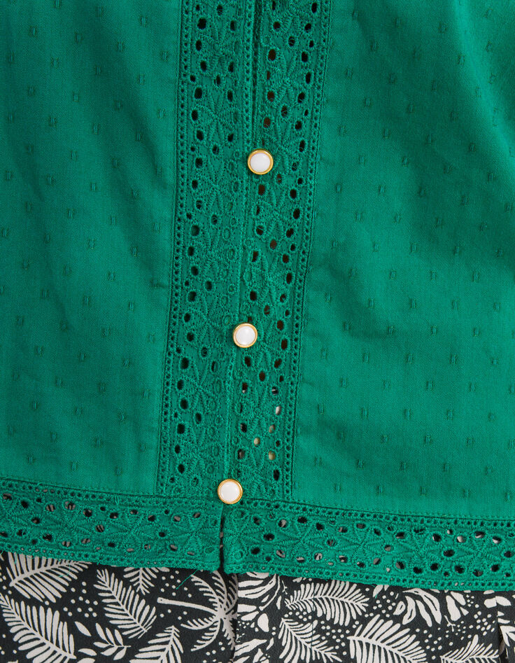 Chemise vert prairie jacquard et broderie I.Code -4 Chemise vert prairie jacquard et broderie I.Code -4