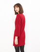 Vestido rojo profundo con hombreras con botones mujer-2