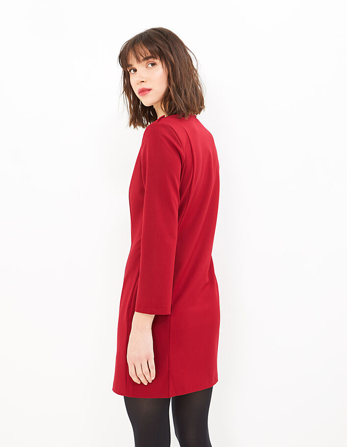 Women's deep red dress with buttoned epaulettes - I.CODE