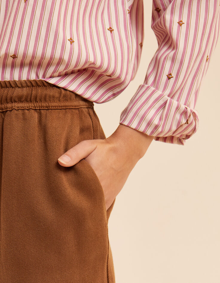 Camel wideleg broek elastische taille I.Code-5 Camel wideleg broek elastische taille I.Code-5