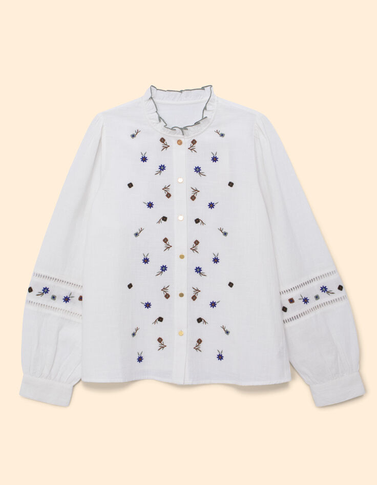 Camisa blanco roto bordados flores I.Code-9