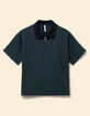 Top manches courtes vert col polo zippé I.Code-7