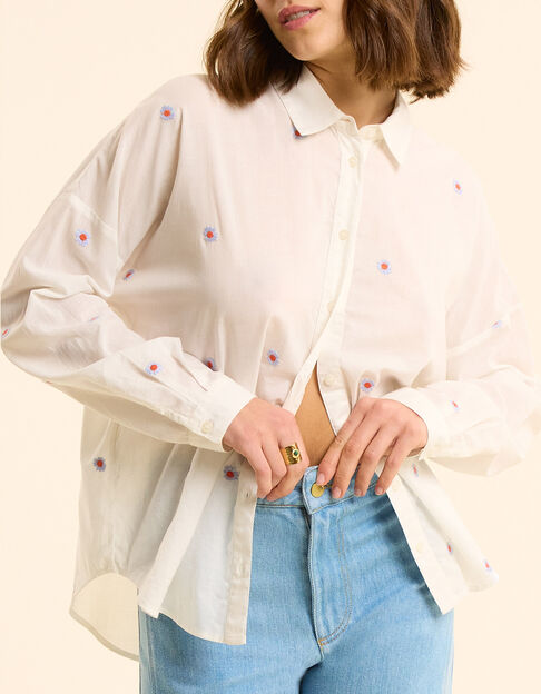 Chemise blanche broderies fleurs I.Code