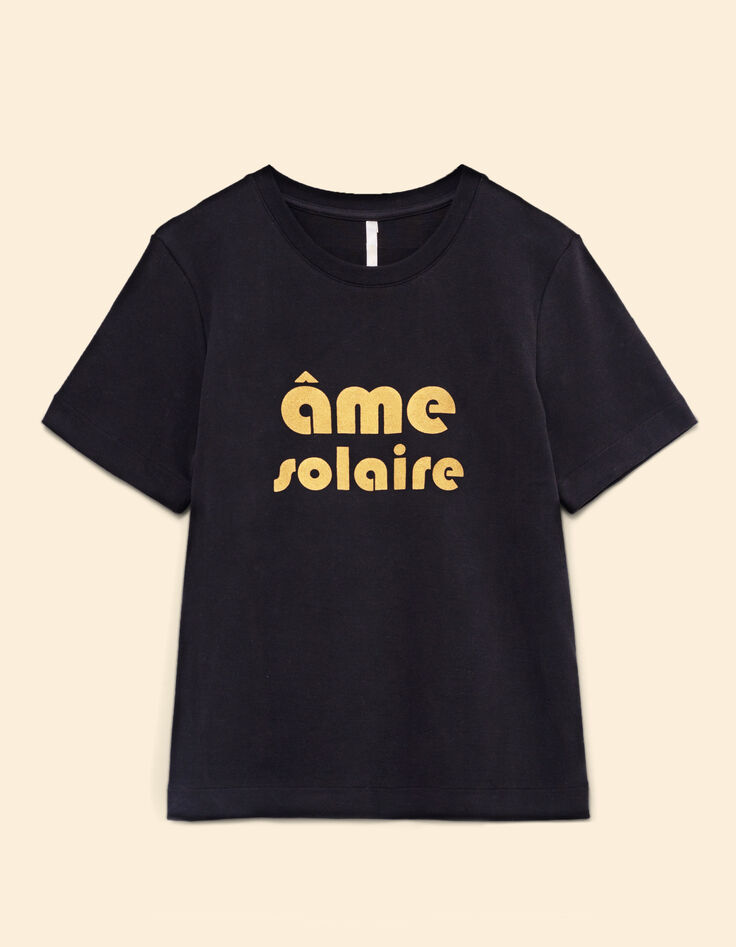 T-shirt manches courtes noir message camel I.Code-7