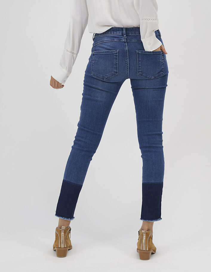 Slim fit blauwe jeans met gecontrasteerde franjes onderaan I.Code - I.CODE