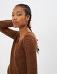 Pullover in Cognac, Mohairmischgarn und Ajour-Ärmel I.Code-5