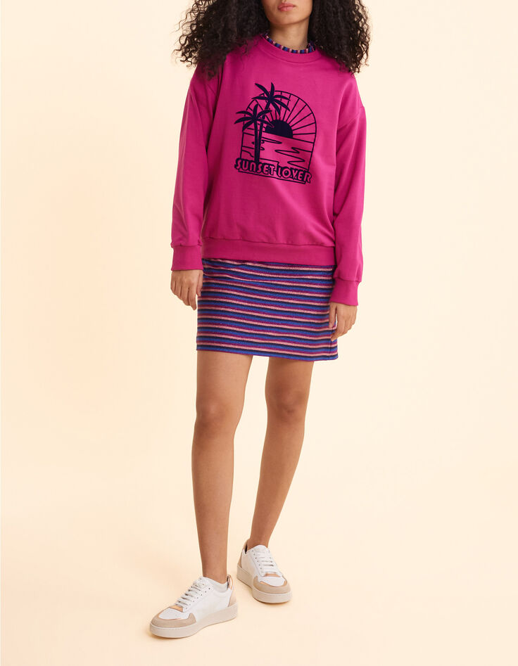 Sweat rose coucher de soleil velours floqué I.Code-5