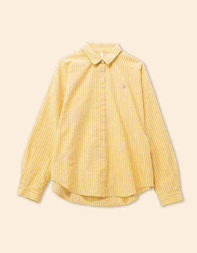 Chemise ray&eacute;e jaune logo brod&eacute; Femme