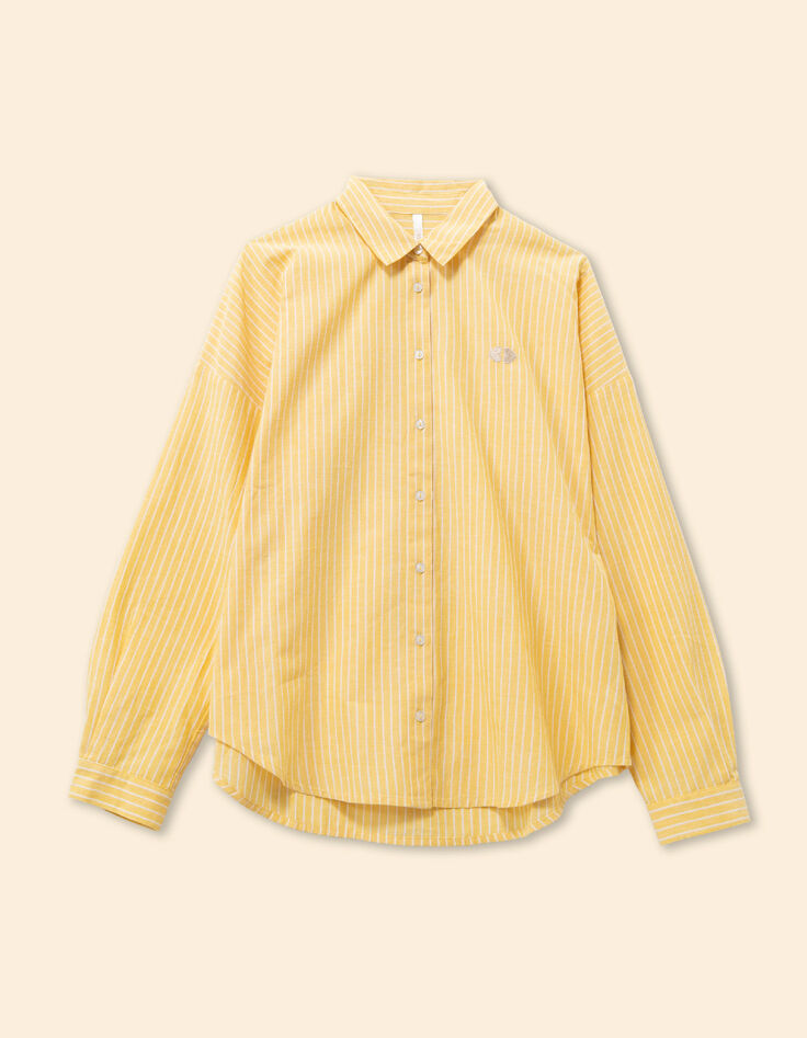 Chemise ray&eacute;e jaune logo brod&eacute; Femme-1