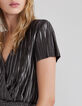 Langes silbernes Damen-Plisseekleid-4