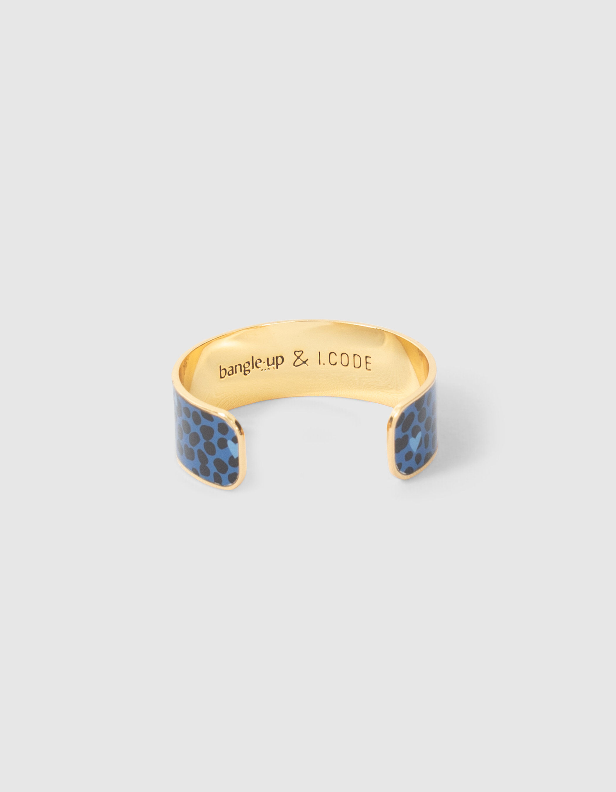 Blauwe bangle armband leo hartjesprint Bangle up x I.Code