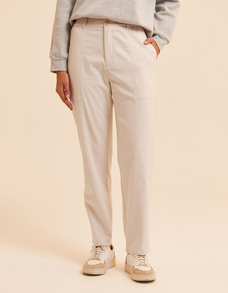 I.Code ecru cargo-style straight trousers-4 I.Code ecru cargo-style straight trousers-4