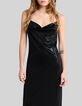 Schwarzes Midi-Damenkleid mit schmalen Tr&auml;gern-2